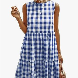 Blue and White Gingham Dress size Large
